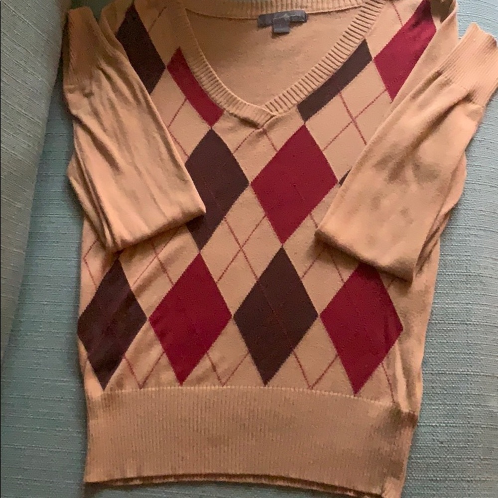 Tan, Brown, and Red Argyle Sweater